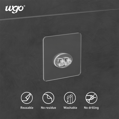 Ручка пряжки WGO прозрачная липкая на прилипателе держателя веника стены полки ливня закрепляет ясное/серебр