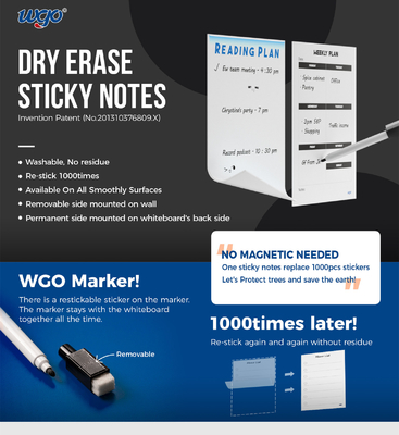 Съемная липкая сухая доска 132*182 Mm Whiteboard стирания покрывает для чертежа памятки